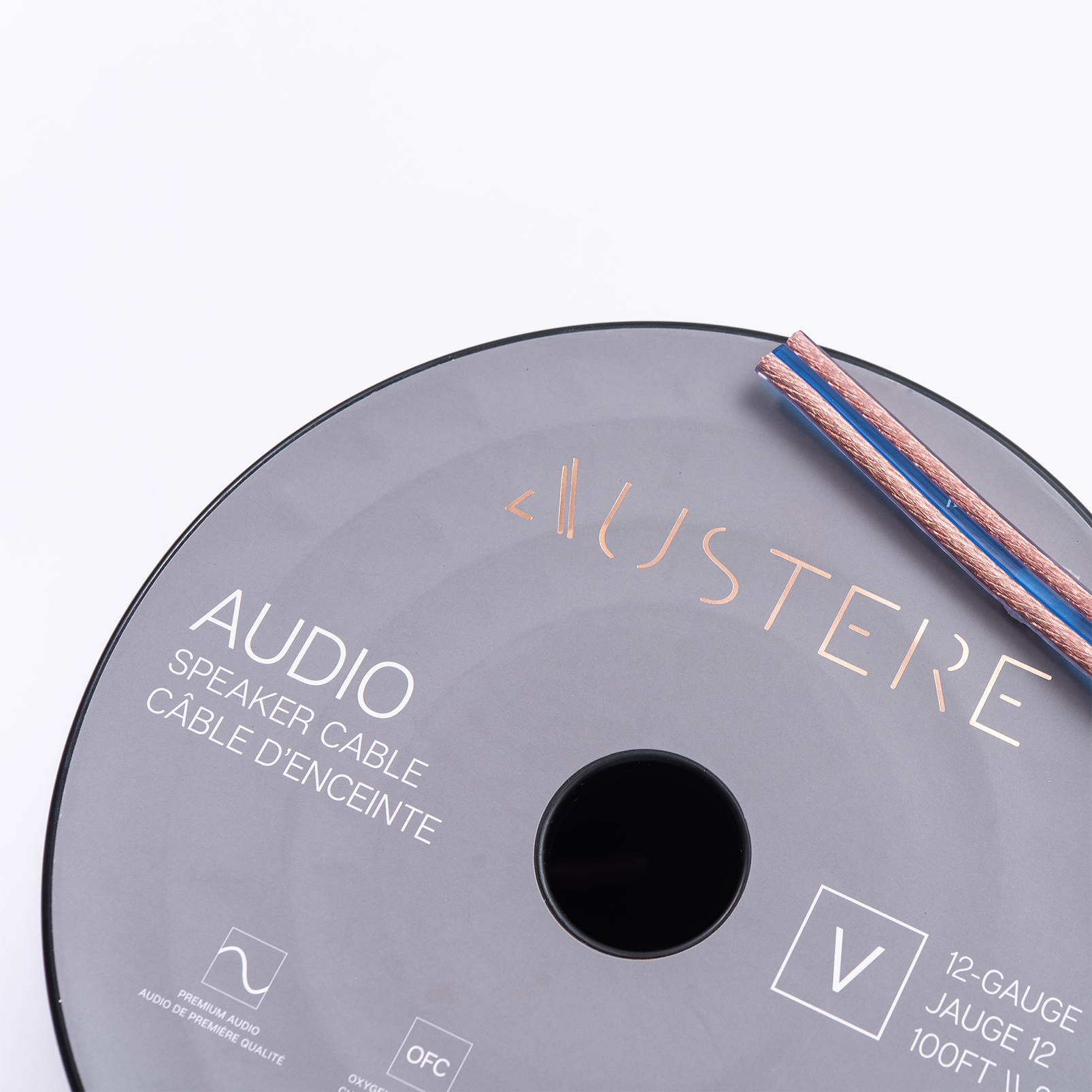 Austere V Series Speaker Cable 100ft - Black - Austere V series 12AWG 100ft aDesign speaker cable - Back