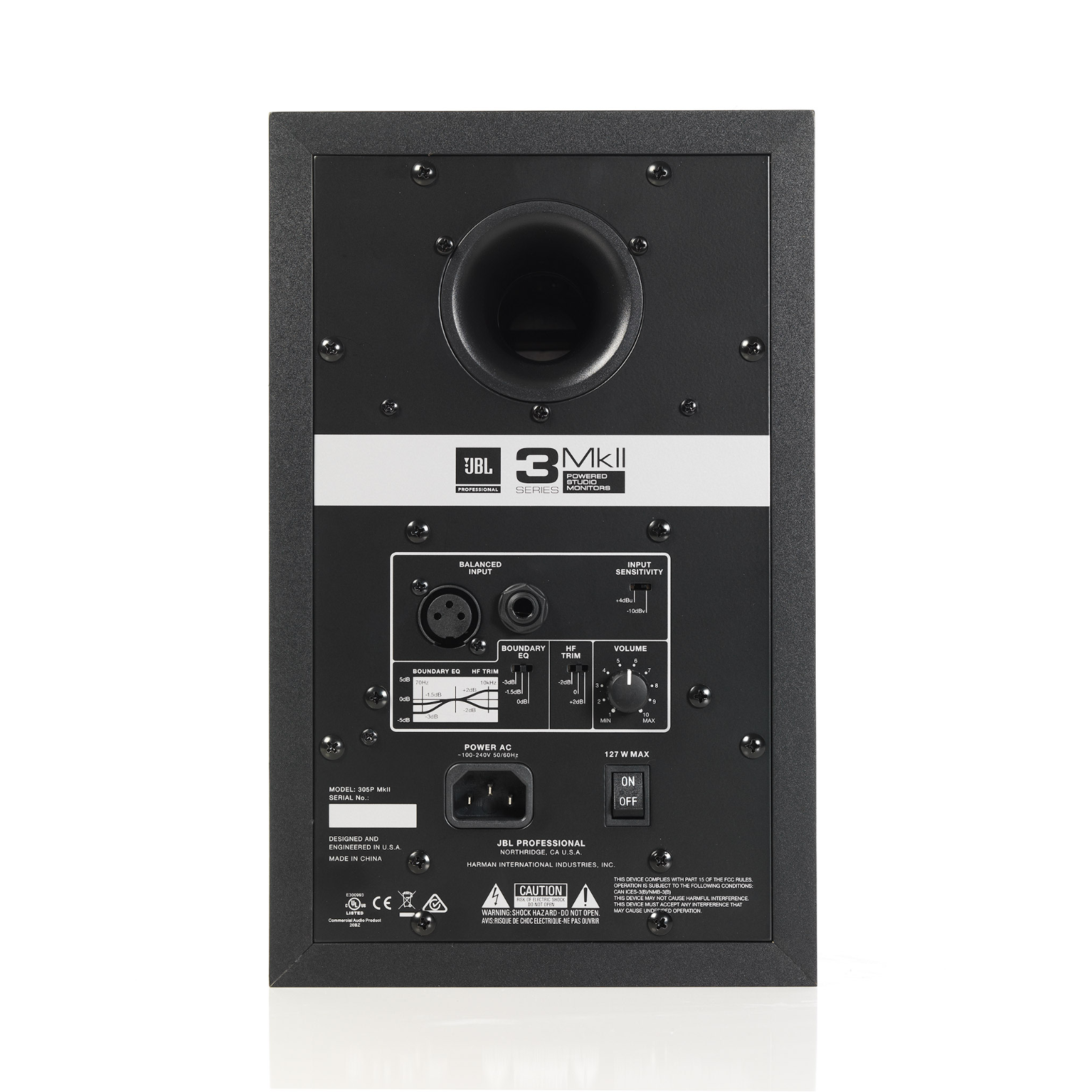 JBL 305P MkII - Black - Powered 5" (10.16 cm) Two-Way Studio Monitor - Back