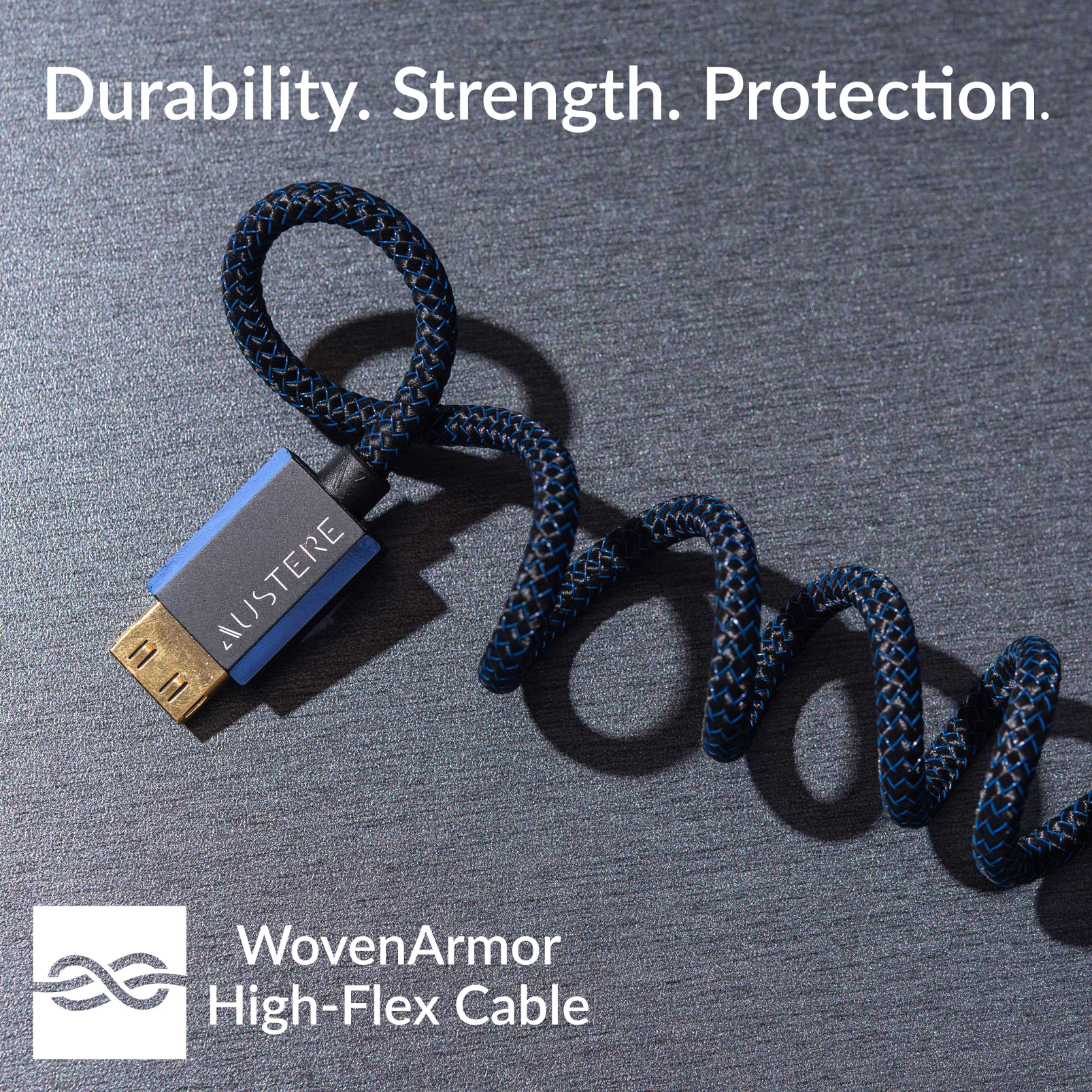Austere V Series 4K HDMI Cable 1.5m - Black - 5-series 1.5m aDesign HDMI WovenArmor w/LinkFit - Left