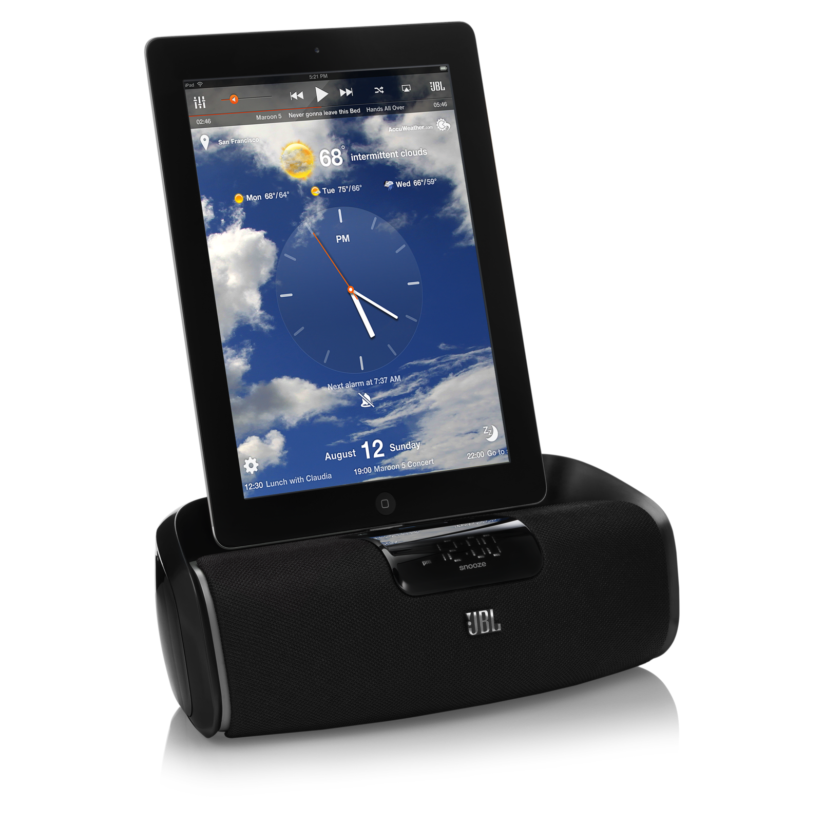 JBL OnBeat aWake - Black - Wireless Bluetooth Speaker Dock for iPod/iPad/iPhone - Detailshot 1