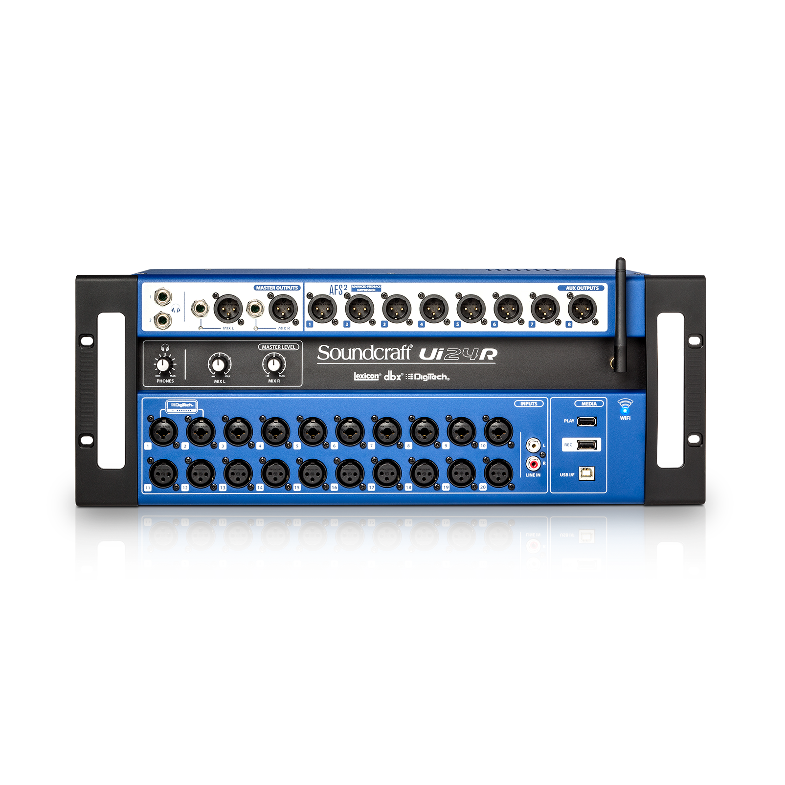 Ui24R - Dark Blue - 24-channel digital mixer/USB multi-track recorder with wireless control - Front